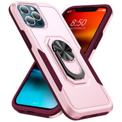 Heavy Duty Strong Armor Ring Stand Grip Hybrid Trailblazer Case Cover for Apple iPhone 13 Pro (Hot Pink)