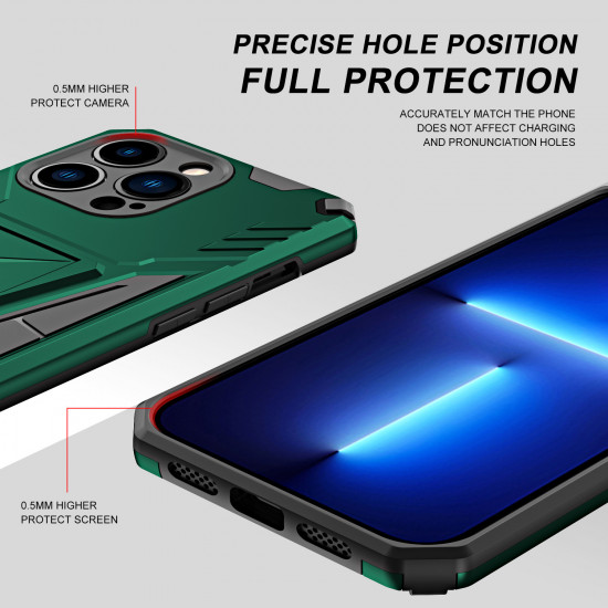 Military Grade Armor Protection Shockproof Hard Kickstand Case for Apple iPhone 13 Pro (Navy Blue)