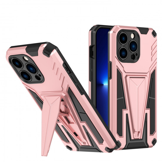 Military Grade Armor Protection Shockproof Hard Kickstand Case for Apple iPhone 13 Pro Max (Rose Gold)