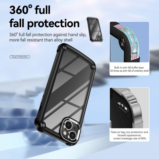 Strong Clear Armor Plate Slim Edge Bumper Protective Case for Apple iPhone 14 Plus [6.7] (Black)