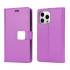 Multi Pockets Folio Flip Leather Wallet Case with Strap for Apple iPhone 14 Pro [6.1] (Purple)