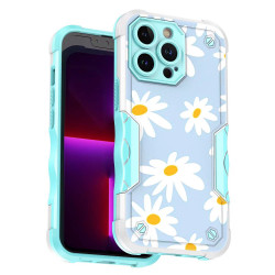 Design Fashion Picture Design Strong Shockproof Hybrid Grip Case Cover for Apple iPhone 14 Plus [6.7] (Sunflower Blue)