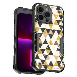 Design Fashion Picture Design Strong Shockproof Hybrid Grip Case Cover for Apple iPhone 14 Pro Max [6.7] (Triangle Gold)