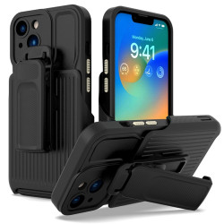 Premium Impact Protection Shockproof Heavy Duty Armor Explorer Case with Clip for Apple iPhone 14 [6.1] (Black)