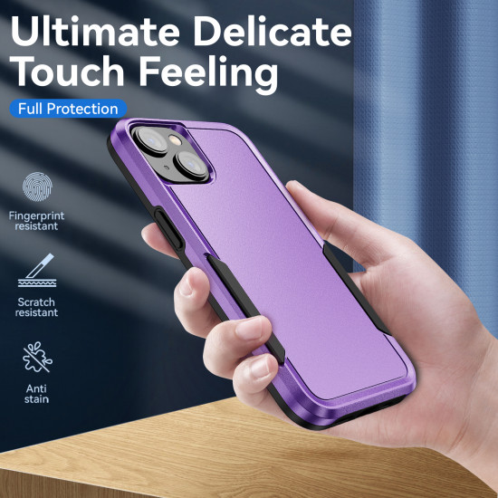 Heavy Duty Strong Armor Hybrid Trailblazer Case Cover for Apple iPhone 14 Plus [6.7] (Purple)