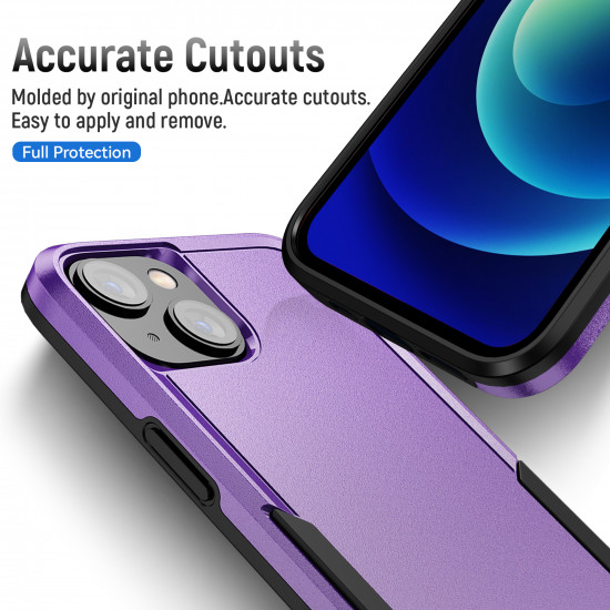 Heavy Duty Strong Armor Hybrid Trailblazer Case Cover for Apple iPhone 14 [6.1] (Purple)