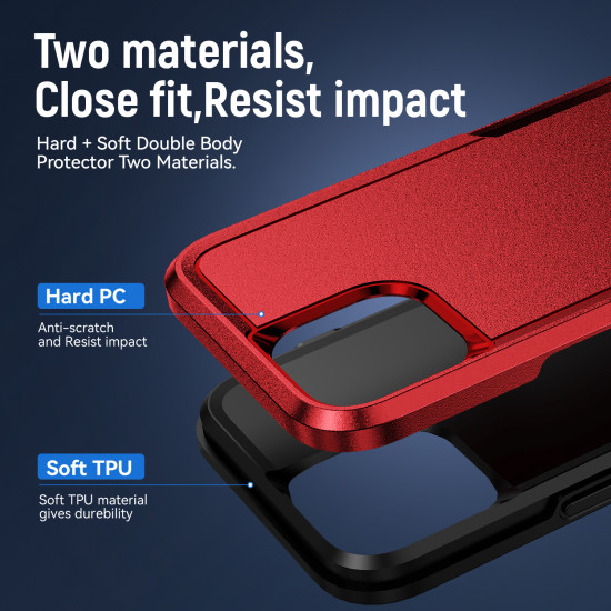 Heavy Duty Strong Armor Hybrid Trailblazer Case Cover for Apple iPhone 14 [6.1] (Red)