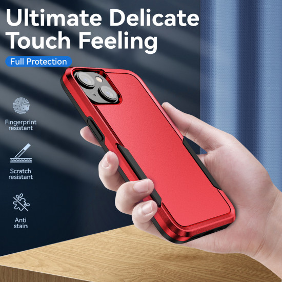 Heavy Duty Strong Armor Hybrid Trailblazer Case Cover for Apple iPhone 14 Plus [6.7] (Red)