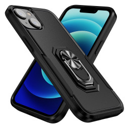 Heavy Duty Strong Armor Ring Stand Grip Hybrid Trailblazer Case Cover for Apple iPhone 14 Plus [6.7] (Black)