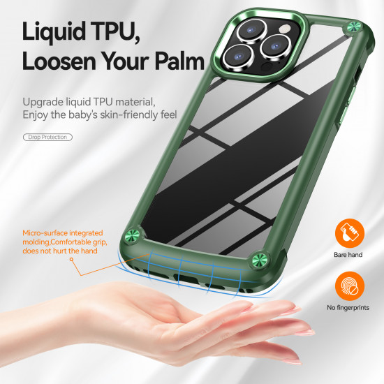 Strong Clear Armor Plate Slim Edge Bumper Protective Case for Apple iPhone 14 Pro [6.1] (Green)