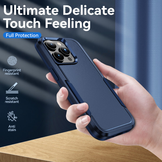 Heavy Duty Strong Armor Hybrid Trailblazer Case Cover for Apple iPhone 14 Pro [6.1] (Navy Blue)