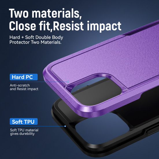 Heavy Duty Strong Armor Hybrid Trailblazer Case Cover for Apple iPhone 14 Pro Max [6.7] (Purple)