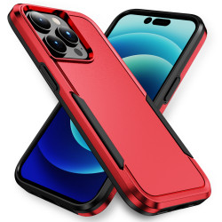Shockproof Heavy Duty Armor Hybrid Trailblazer Case Cover for iPhone 15 Pro Max (Red)