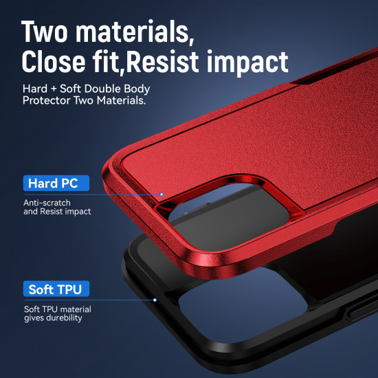 Heavy Duty Strong Armor Hybrid Trailblazer Case Cover for Apple iPhone 14 Pro Max [6.7] (Red)