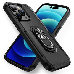 Heavy Duty Strong Armor Ring Stand Grip Hybrid Trailblazer Case Cover for Apple iPhone 14 Pro Max [6.7] (Black)