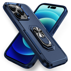 Heavy Duty Strong Armor Ring Stand Grip Hybrid Trailblazer Case Cover for Apple iPhone 14 Pro [6.1] (Navy Blue)