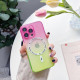 Transparent Slim Rainbow Gradient Magnetic Magsafe Circle TPU Cover Case With Camera Lens Cover for Apple iPhone 14 Plus [6.7] (Pink/Green)