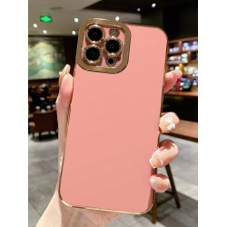 Ultra Slim Fashion Gold Plated Electroplated Camera Lens Protection Cover Case for Apple iPhone 14 Plus [6.7] (Pink)