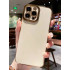 Ultra Slim Fashion Gold Plated Electroplated Camera Lens Protection Cover Case for Apple iPhone 14 Plus [6.7] (White)