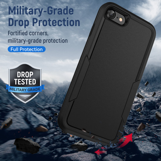 Heavy Duty Strong Armor Hybrid Trailblazer Case Cover for Apple iPhone 8 Plus / 7 Plus (Navy Blue)