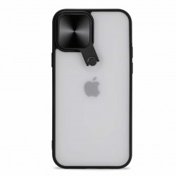 Selfie Camera Lens Protection Case with Stand and Built-In Mirror for Apple iPhone 13 ProMax 6.7 (Black)