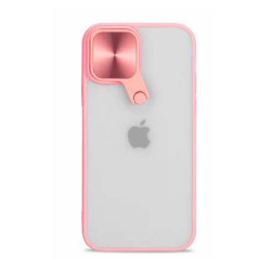 Selfie Camera Lens Protection Case with Stand and Built-In Mirror for Apple iPhone 13 Mini (Pink)