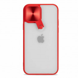 Selfie Camera Lens Protection Case with Stand and Built-In Mirror for Apple iPhone 13 Pro 6.1 (Red)