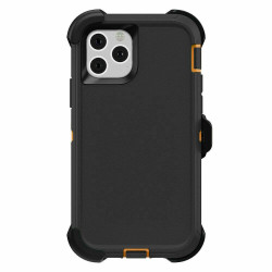 Heavy Duty Armor Robot Case for iPhone 15 Pro (Black/Orange)