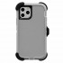 Premium Armor Heavy Duty Dual-Layer Case with Clip for iPhone 13 (6.1) -(Gray-White)