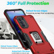 Heavy Duty Strong Shockproof Magnetic Plate Ring Stand Hybrid Grip Case Cover for Motorola Edge Plus 2022 (Red)