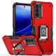 Heavy Duty Strong Shockproof Magnetic Plate Ring Stand Hybrid Grip Case Cover for Motorola Edge Plus 2022 (Red)