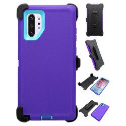 Premium Armor Heavy Duty Case with Clip for Galaxy Note 10+ (Plus) (Purple Blue)