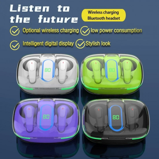 WirelessPro70 TWS Bluetooth Earbuds with High-Quality Sound, Hands-Free Calling, Battery Display & Wireless Charging for All Bluetooth Devices (Black)