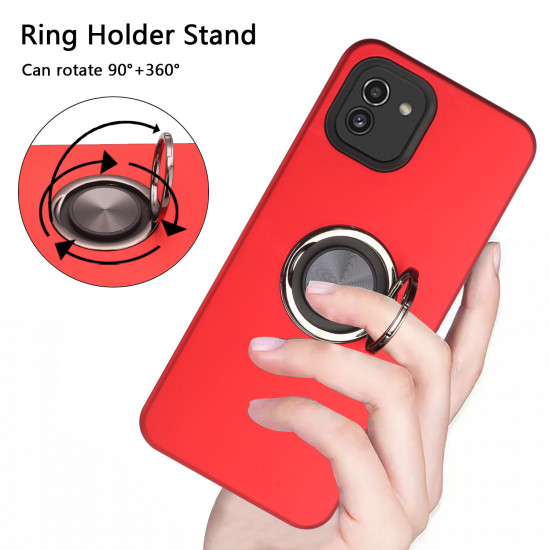 Dual Layer Armor Hybrid Stand Ring Case for Samsung Galaxy A03 (Red)