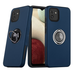 Dual Layer Armor Hybrid Stand Ring Case for Samsung Galaxy A03 (Navy Blue)