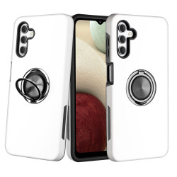 Dual Layer Armor Hybrid Stand Ring Case for Samsung Galaxy S22+ Plus 5G (White)