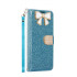 Ribbon Bow Crystal Diamond Wallet Case for Samsung Galaxy Note 10 (Light Blue)