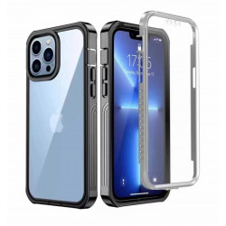 Heavy Duty Full Body Rugged Phone Cover Case with Build in Tempered Glass Screen Protector for Apple iPhone 13 [6.1] (Black)