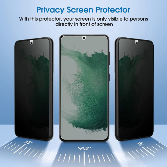 Privacy Anti-Spy Full Cover Tempered Glass Screen Protector Fingerprint ID Compatible for Samsung Galaxy S23 Plus (Black)