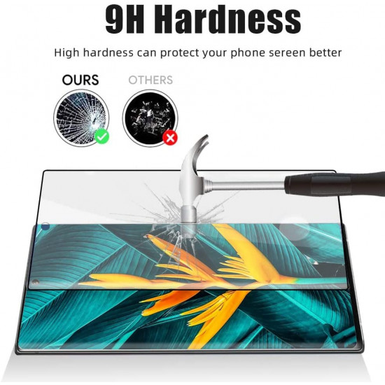 3D Tempered Glass Full Screen Protector with Working Adhesive In Screen Finger Scanner for Samsung Galaxy S22 Ultra (Clear)