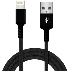 IP 2.4A Lightning Fast Charging & Data Sync Cable, 3FT Nylon Braided USB for Universal iPhone & iPad Devices - Durable & Reliable (Black)