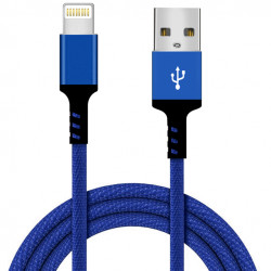 IP Lighting 2.4A Fast Charging USB Cable, 6FT Nylon Braided, Data Sync for Universal iPhone & iPad Devices - Durable & Reliable (Blue)