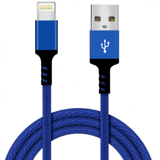 IP Lighting 10FT USB 2.4A Fast Charging & Data Sync Cable, Nylon Braided for Universal iPhone & iPad Devices - Durable & Strong (Blue)