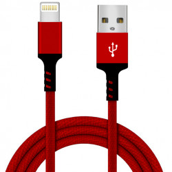 IP Lighting 10FT USB 2.4A Fast Charging & Data Sync Cable, Nylon Braided for Universal iPhone & iPad Devices - Durable & Strong (Red)