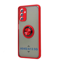 Tuff Slim Armor Hybrid Ring Stand Case for Samsung Galaxy A04s (Red)